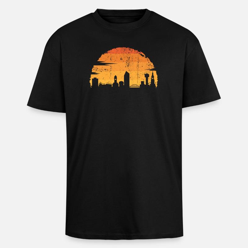 Silhouette Coucher De Soleil Urbain - T-shirt unisexe oversize épais - noir