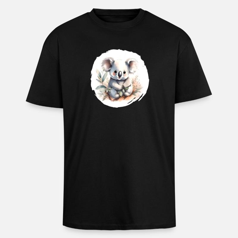 Aquarelle de Koala - T-shirt unisexe oversize épais - noir