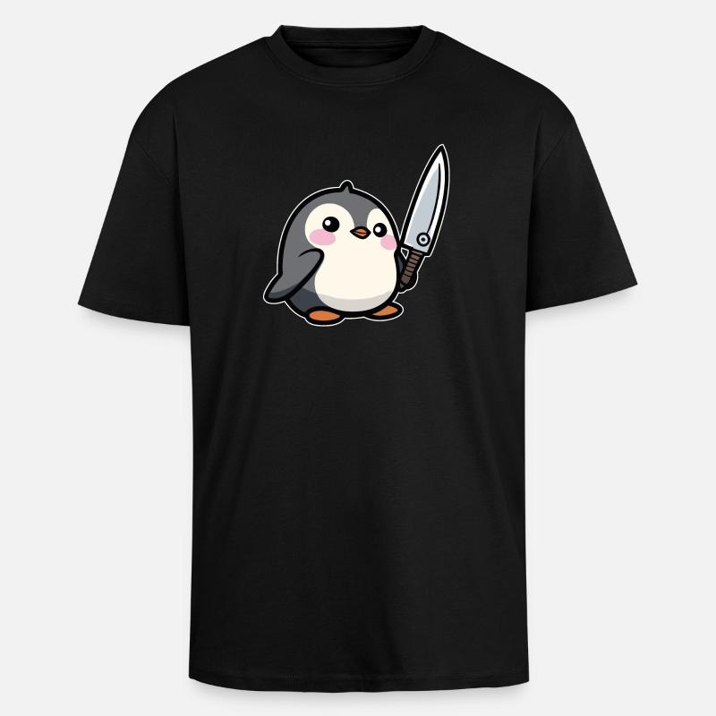 Lustiger Pinguin - Oversized Heavyweight Unisex T-Shirt - Schwarz