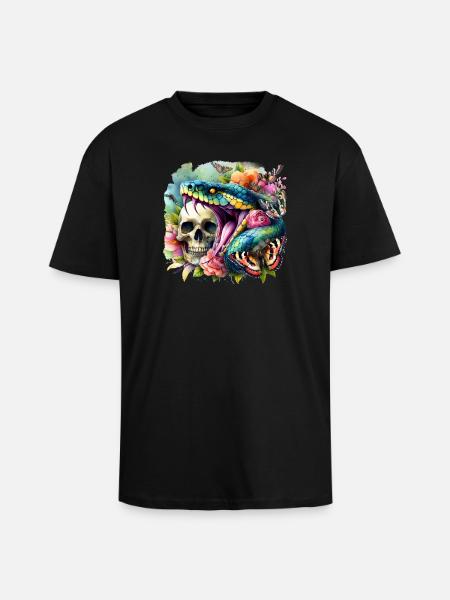 Serpent Crâne - T-shirt unisexe oversize épais - noir
