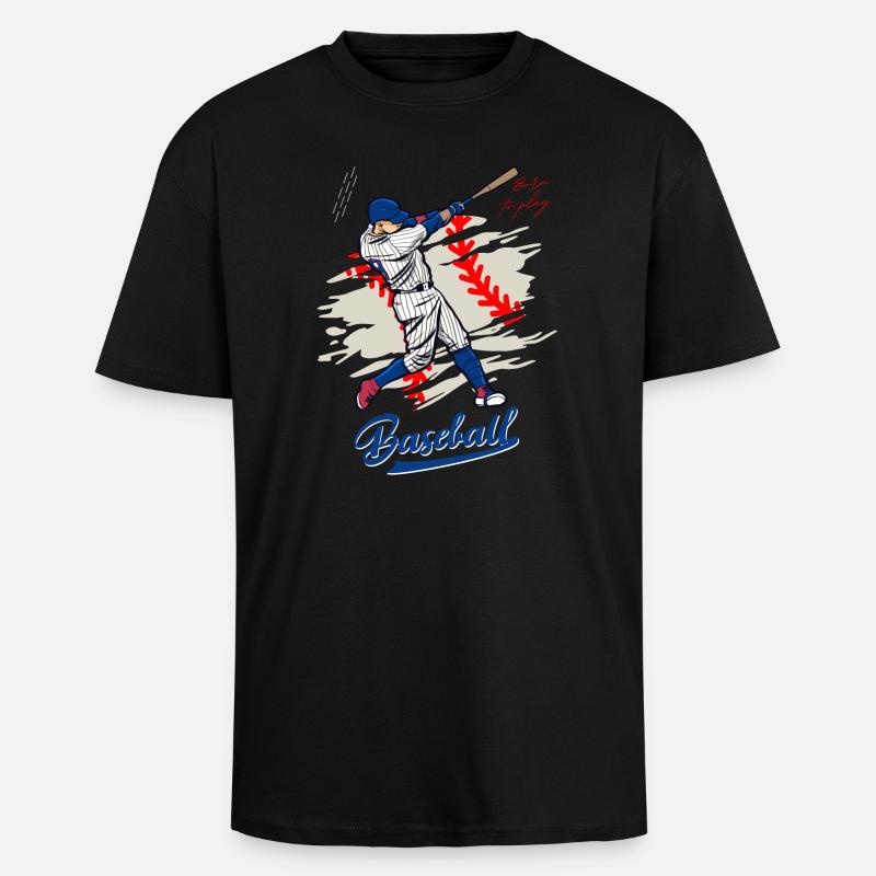 Dynamic Baseball Swing Illustration - Unisex Oversized Heavyweight T-shirt - black
