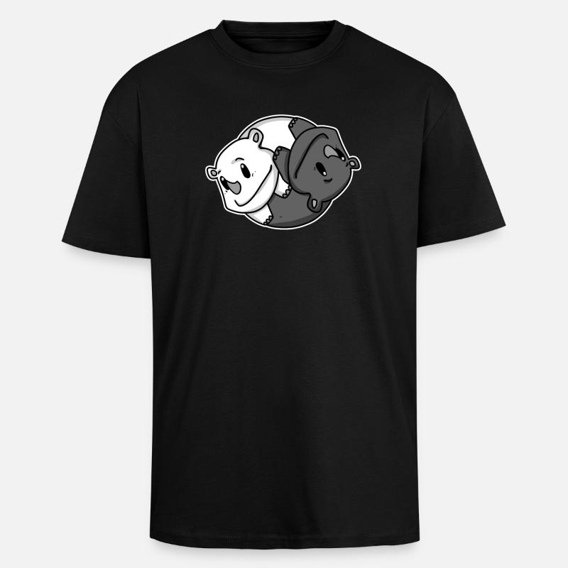 Yin Yang Nashorn - Oversized Heavyweight Unisex T-Shirt - Schwarz