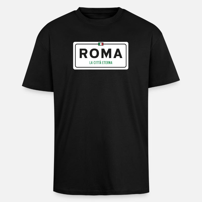 Rom Ortsschild - Oversized Heavyweight Unisex T-Shirt - Schwarz