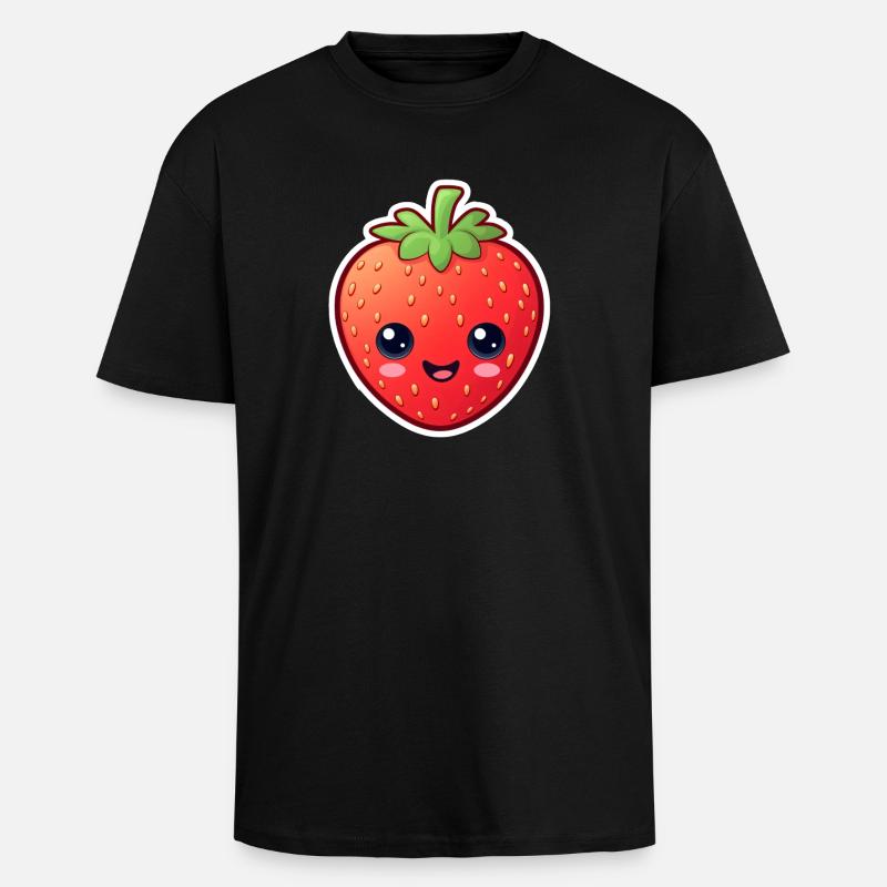 Anime Erdbeere - Oversized Heavyweight Unisex T-Shirt - Schwarz