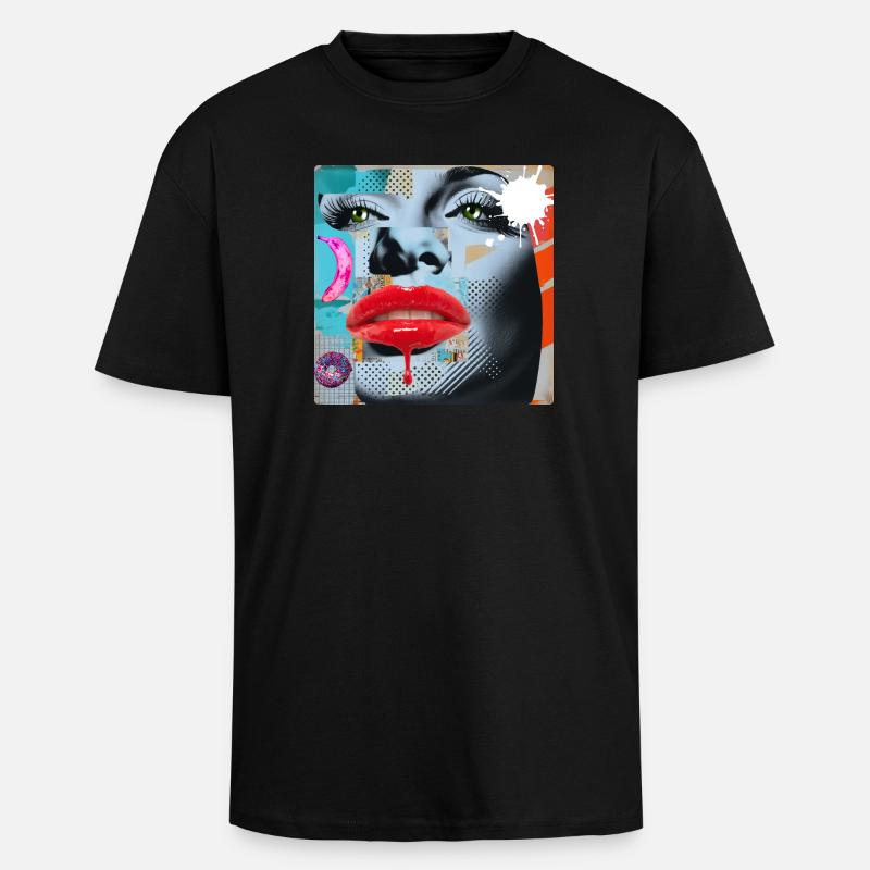 Bunte Collage Pop Art - Oversized Heavyweight Unisex T-Shirt - Schwarz