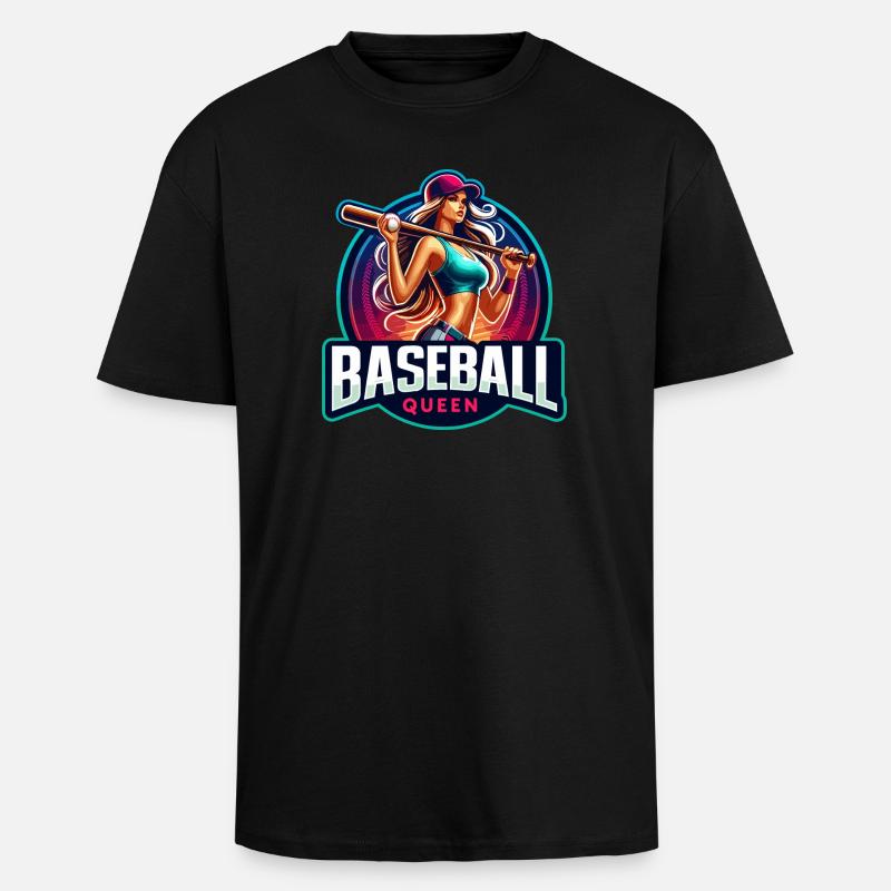 Conception d’athlète féminine Baseball Queen - T-shirt unisexe oversize épais - noir