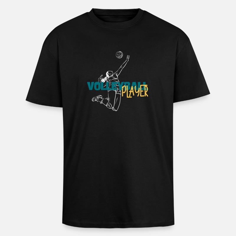 Volley Dive: Dynamisches Spielerduo - Oversized Heavyweight Unisex T-Shirt - Schwarz