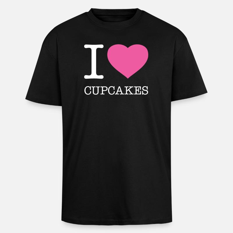 I LOVE CUPCAKES - Unisex Oversized Heavyweight T-shirt - black