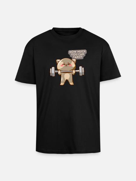 Cat Brave Training Motivation - Unisex Oversized Heavyweight T-shirt - black