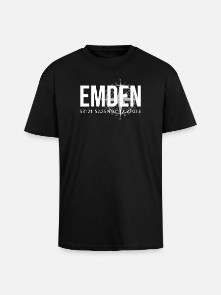 Koordinaten Emden - Oversized Heavyweight Unisex T-Shirt - Schwarz