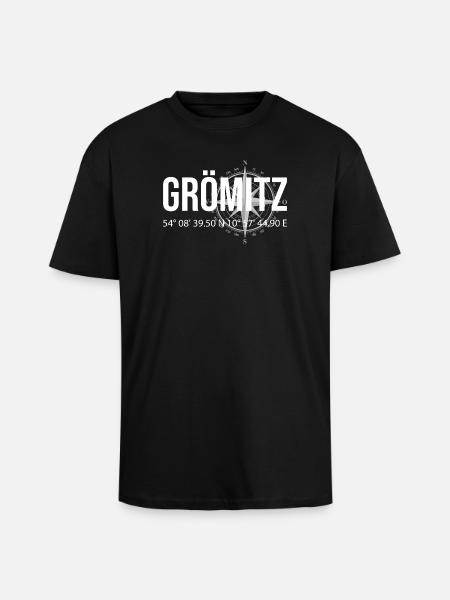 Koordinaten Grömitz - Oversized Heavyweight Unisex T-Shirt - Schwarz