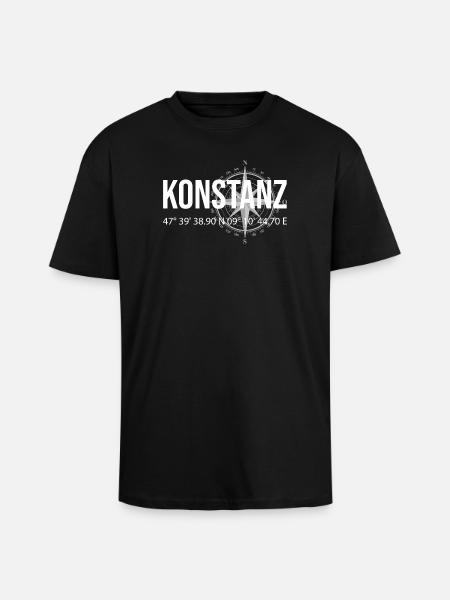 Koordinaten Konstanz - Oversized Heavyweight Unisex T-Shirt - Schwarz