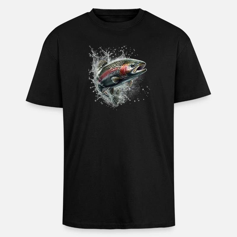 Forelle - Oversized Heavyweight Unisex T-Shirt - Schwarz