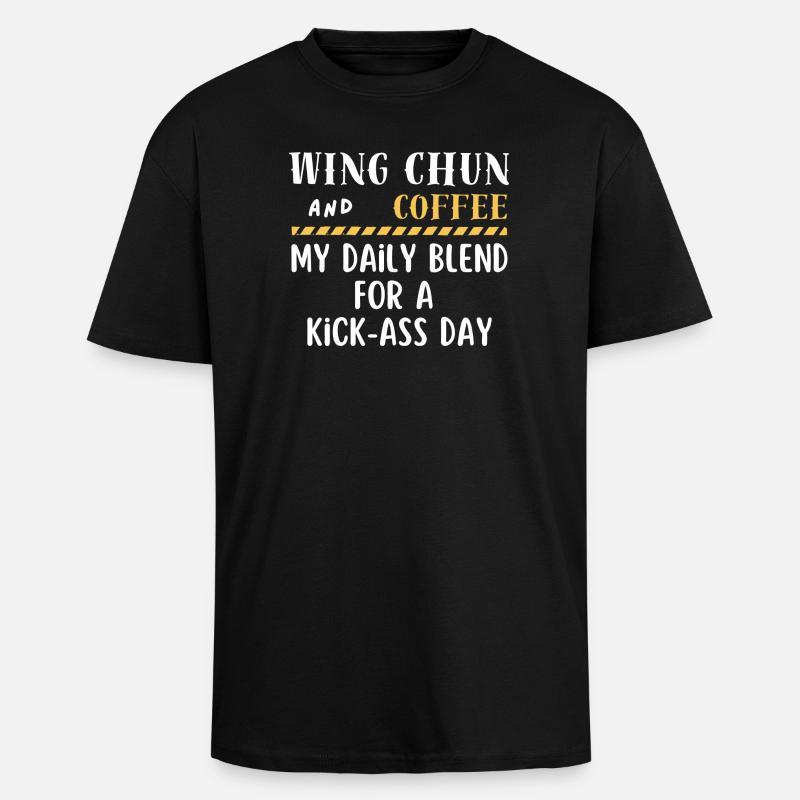 Wing Chun und Kaffee - Oversized Heavyweight Unisex T-Shirt - Schwarz
