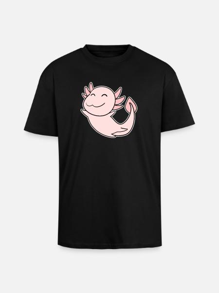 Axolotl Motif Kids - Unisex Oversized Heavyweight T-shirt - black