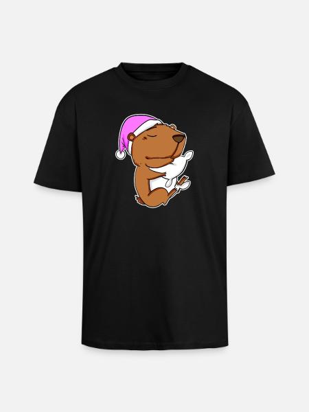 Capybara Capybara Træt Pude Slap af - Unisex oversized heavyweight t-shirt - sort