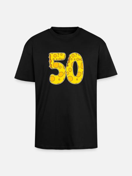 50 ans Motif Funny Cheese - T-shirt unisexe oversize épais - noir