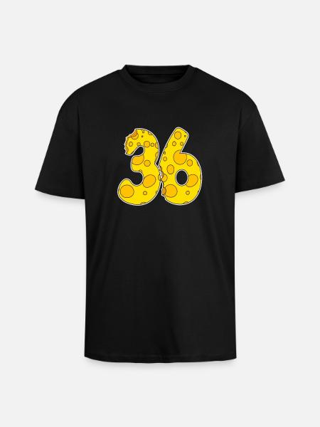 36 ans Lustig Käse - T-shirt unisexe oversize épais - noir