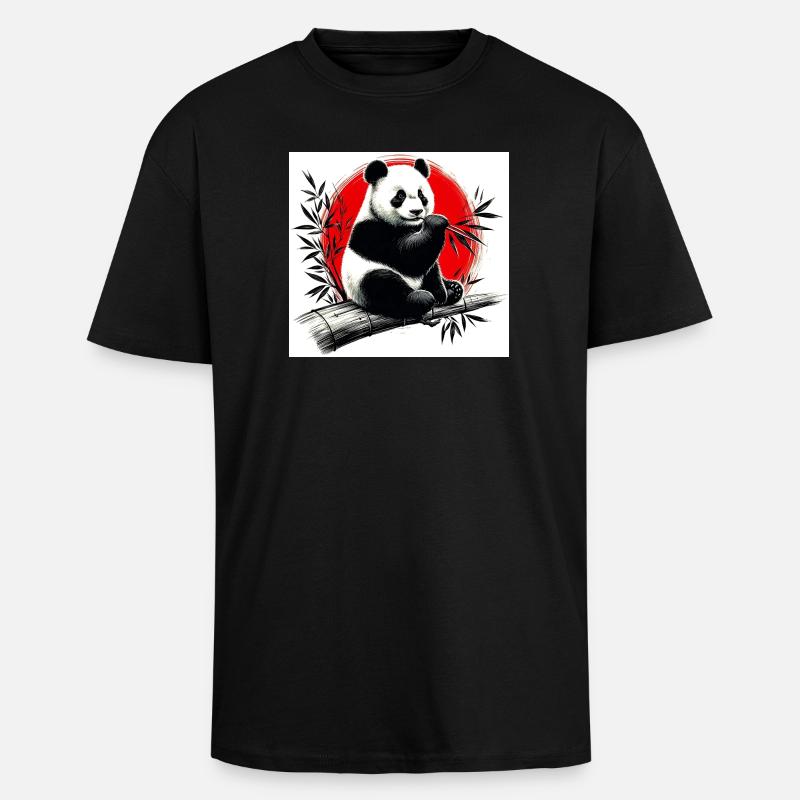 Panda - Oversized Heavyweight Unisex T-Shirt - Schwarz