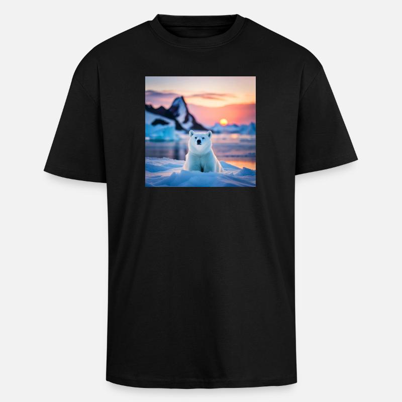 Puuh auf der Eisscholle - Oversized Heavyweight Unisex T-Shirt - Schwarz