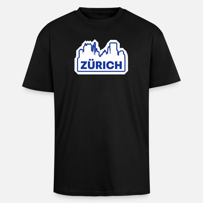 Impression du logo Zurich Skyline - T-shirt unisexe oversize épais - noir