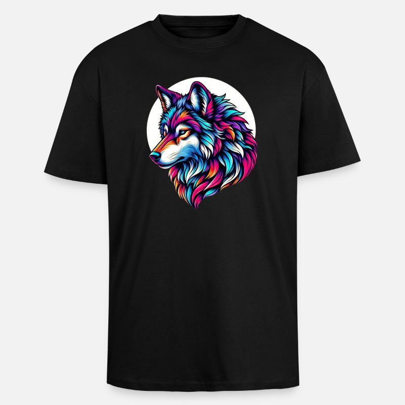 Loup - T-shirt unisexe oversize épais - noir
