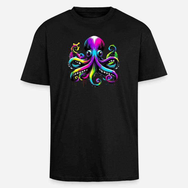 Krake - Oversized Heavyweight Unisex T-Shirt - Schwarz