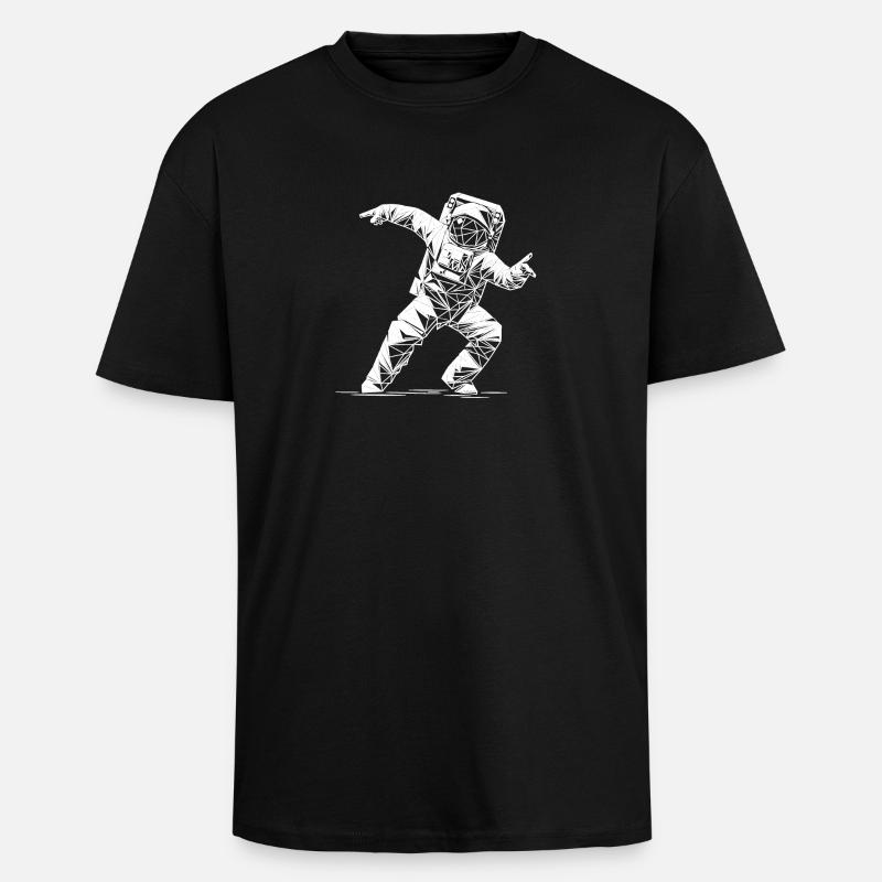 Danse géométrique en combinaison spatiale - T-shirt unisexe oversize épais - noir