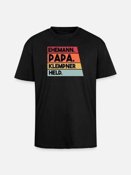 Ehemann Papa Klempner Held - Oversized Heavyweight Unisex T-Shirt - Schwarz