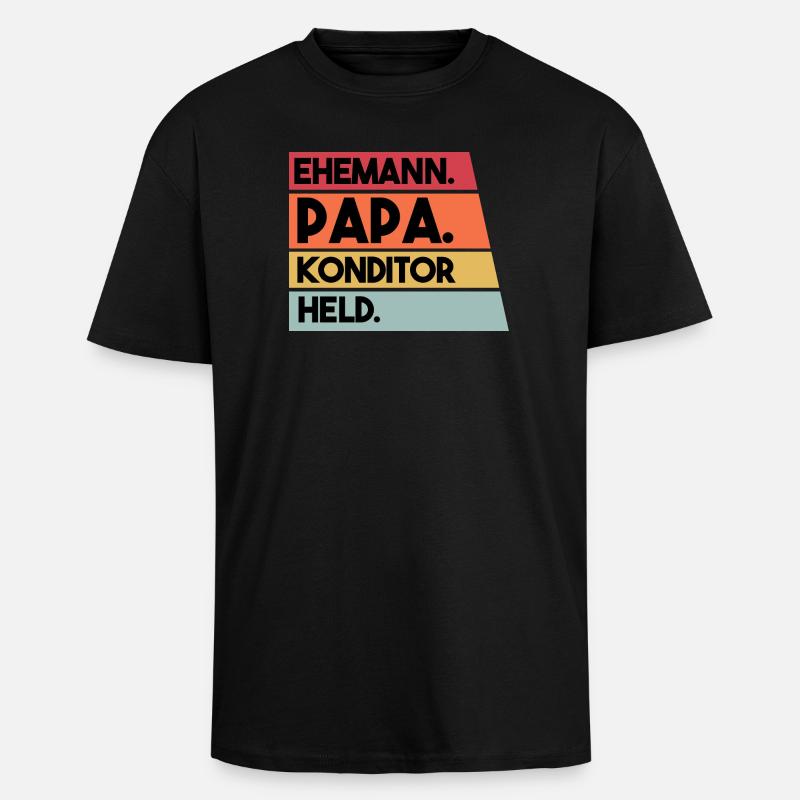 Ehemann Papa Konditor Held - Oversized Heavyweight Unisex T-Shirt - Schwarz