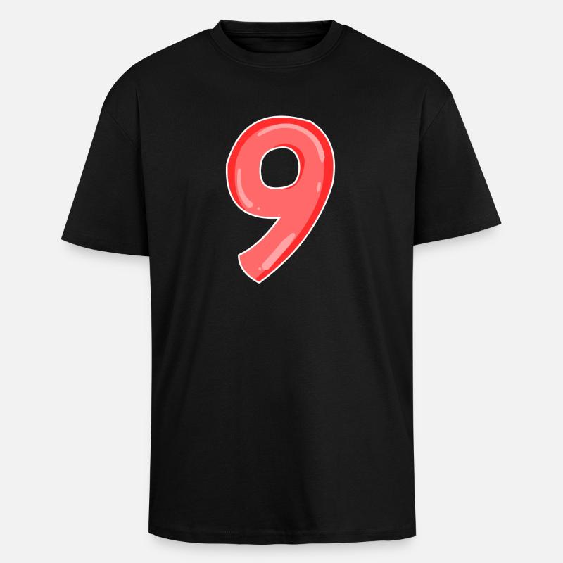 Nine - 9 - Unisex Oversized Heavyweight T-shirt - black
