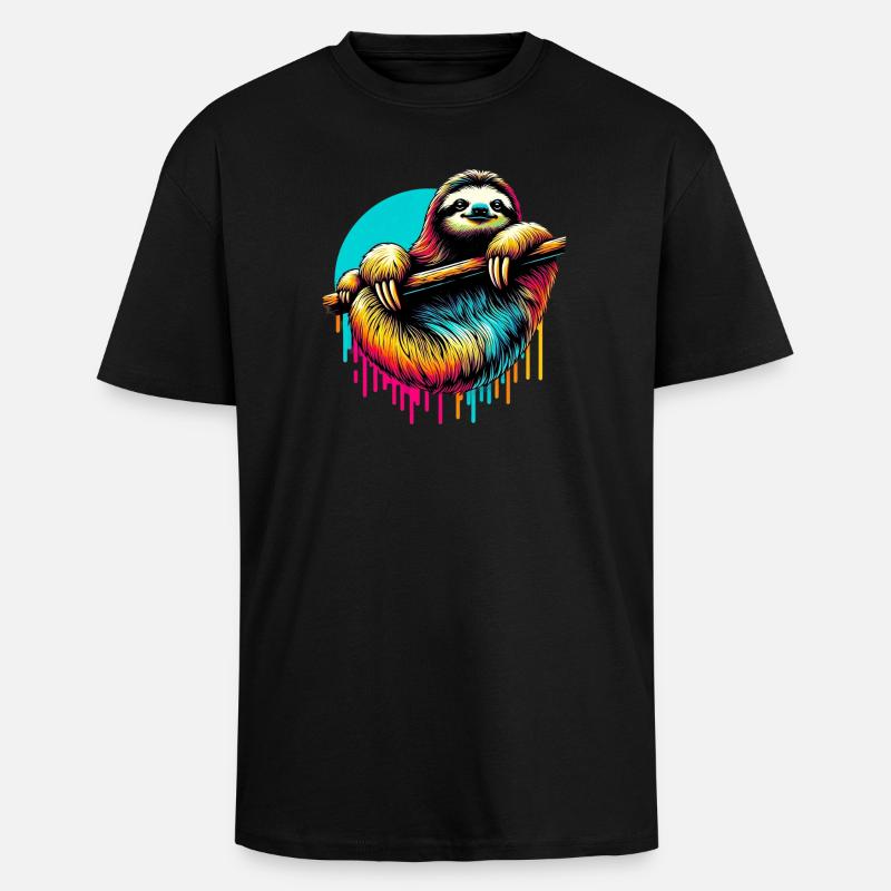 Faultier - Oversized Heavyweight Unisex T-Shirt - Schwarz