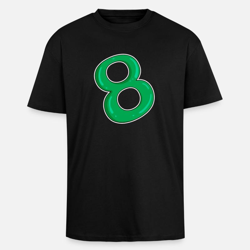 Huit - 8 - Vert - T-shirt unisexe oversize épais - noir