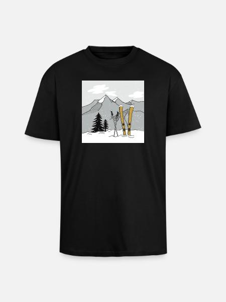 Skiing in winter in the mountains - Unisex Oversized Heavyweight T-shirt - black