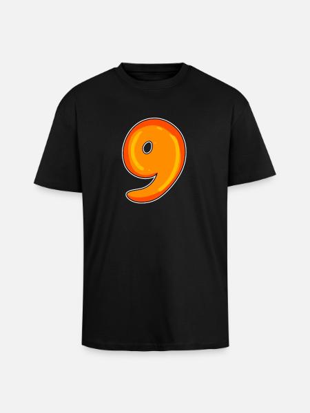 Nine - 9 Motif - Unisex Oversized Heavyweight T-shirt - black