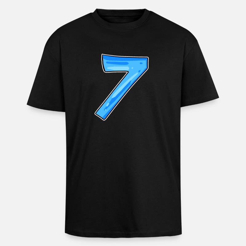 7 Zahl - Oversized Heavyweight Unisex T-Shirt - Schwarz