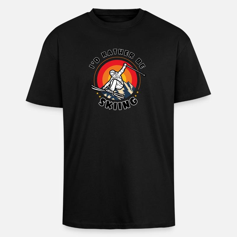 I'd rather be skiing - Unisex Oversized Heavyweight T-shirt - black