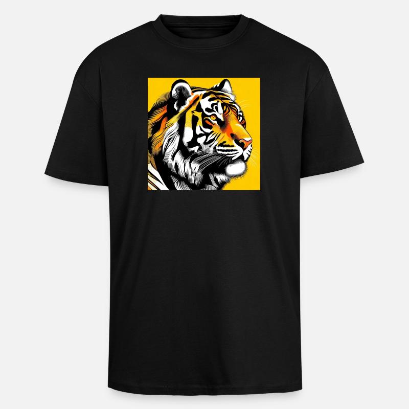 Tiger Pop Art - Oversized Heavyweight Unisex T-Shirt - Schwarz