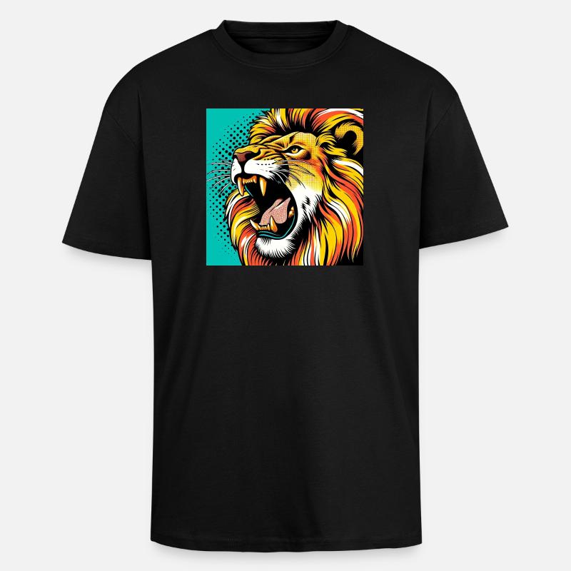 Löwe Pop Art - Oversized Heavyweight Unisex T-Shirt - Schwarz