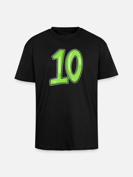 Dix numéros 10 Nombre - T-shirt unisexe oversize épais - noir