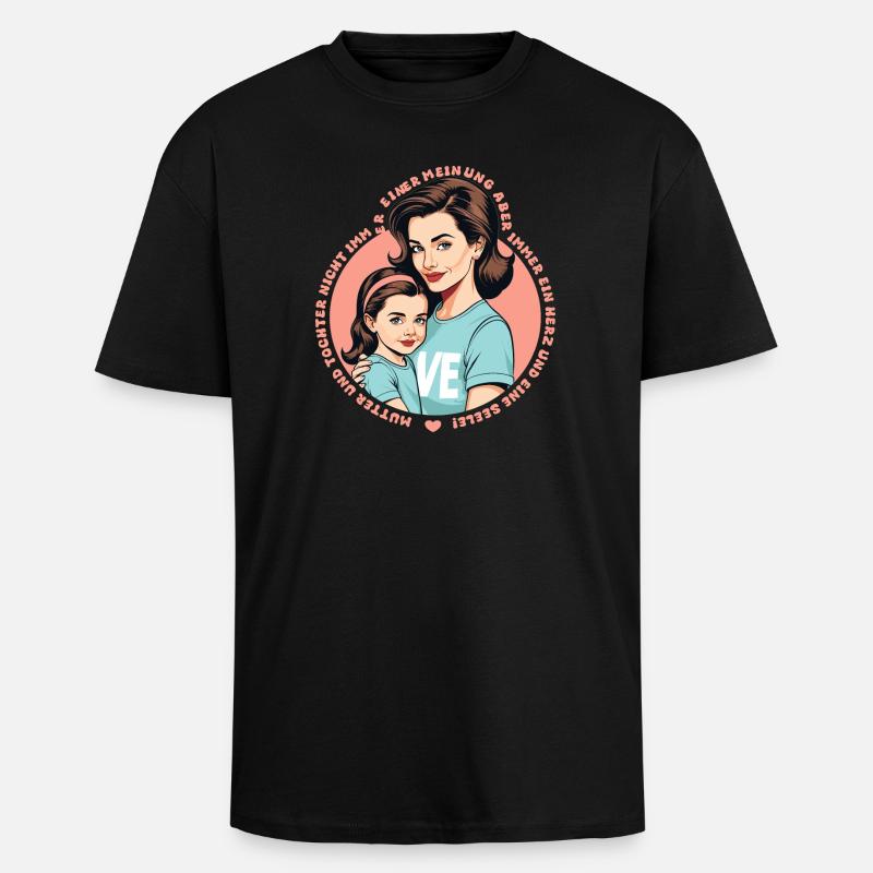 Mutter und Tochter - Oversized Heavyweight Unisex T-Shirt - Schwarz