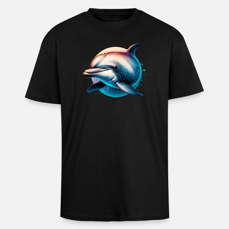 Delfin - Oversized Heavyweight Unisex T-Shirt - Schwarz