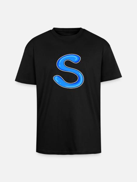 Letter S Initial Letter - Unisex Oversized Heavyweight T-shirt - black