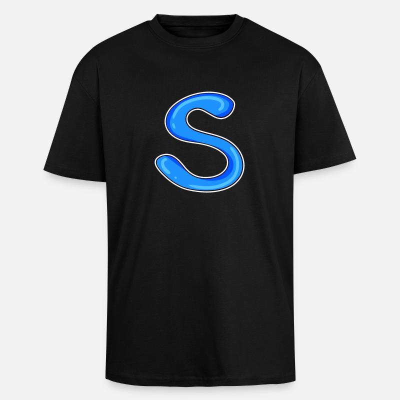 Lettre S Lettre initiale - T-shirt unisexe oversize épais - noir