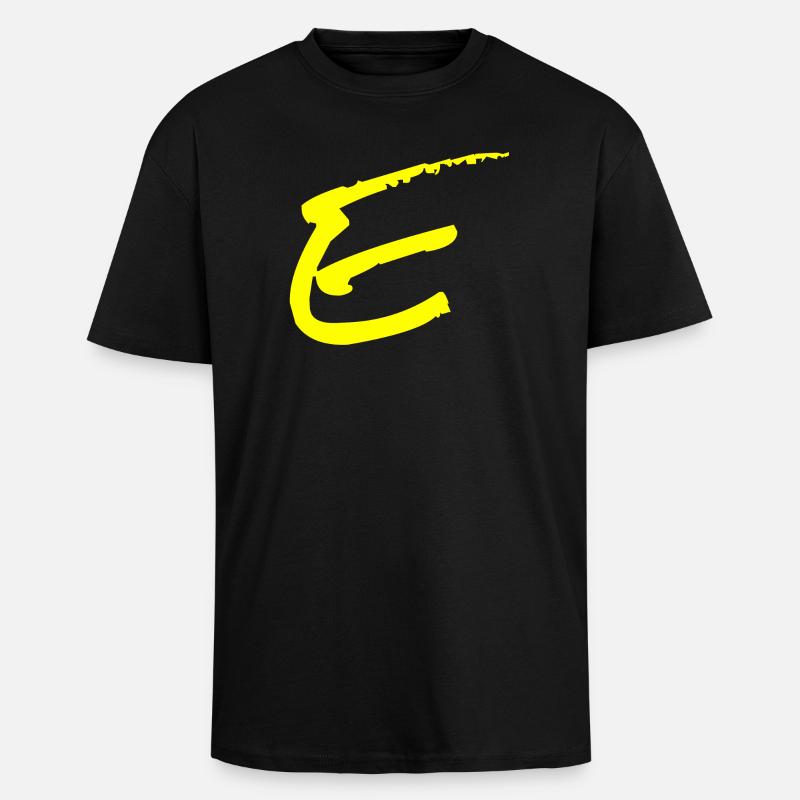 Buchstabe E - Oversized Heavyweight Unisex T-Shirt - Schwarz