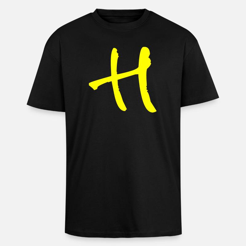 Buchstabe H - Oversized Heavyweight Unisex T-Shirt - Schwarz