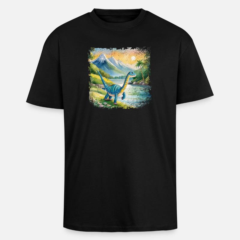 Niedlicher junger Thesaurus Kinderbuchstil Aquarel - Oversized Heavyweight Unisex T-Shirt - Schwarz