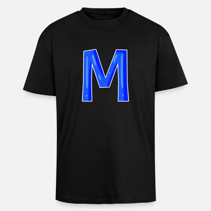 Buchstabe M - Anfangsbuchstabe M - Oversized Heavyweight Unisex T-Shirt - Schwarz