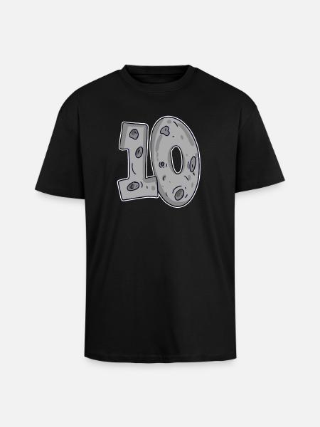 Lune Dix 10 Numéro Numéro - T-shirt unisexe oversize épais - noir