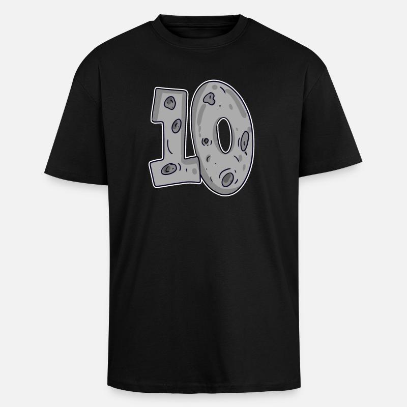 Lune Dix 10 Numéro Numéro - T-shirt unisexe oversize épais - noir